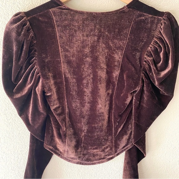 Free People Hold Me Brown Velvet Top XS - Picture 6 of 11
